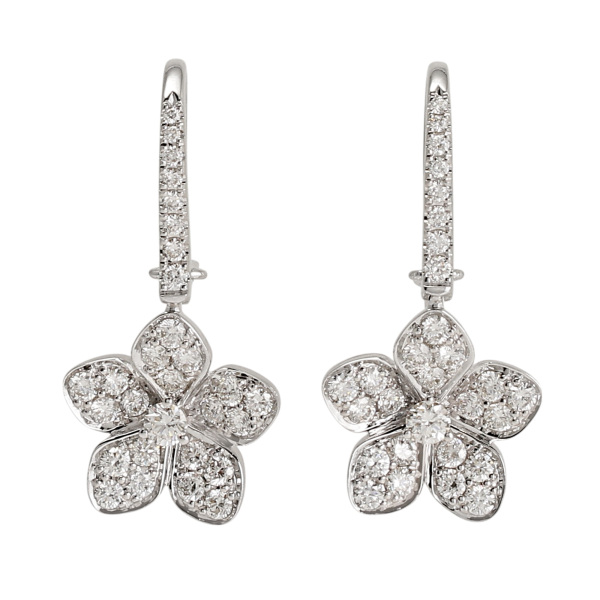 天然シェル　ダイヤ　花形ピアス 新作】【天然ダイヤモンド】PT900 0.10ct 一粒 お花 ピアス