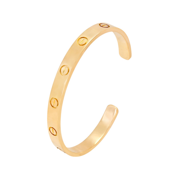 美品 Cartier ブラックレザー ゴールドブレスレット Cartier カルティエ ジュストアンクルSM B6062600 ブレスレット