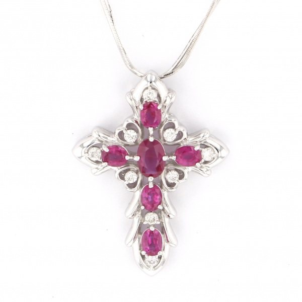 yukizakiselect ProperOther ユキザキセレクトジュエリー OTHER K18WG ルビー クロス ネックレス 