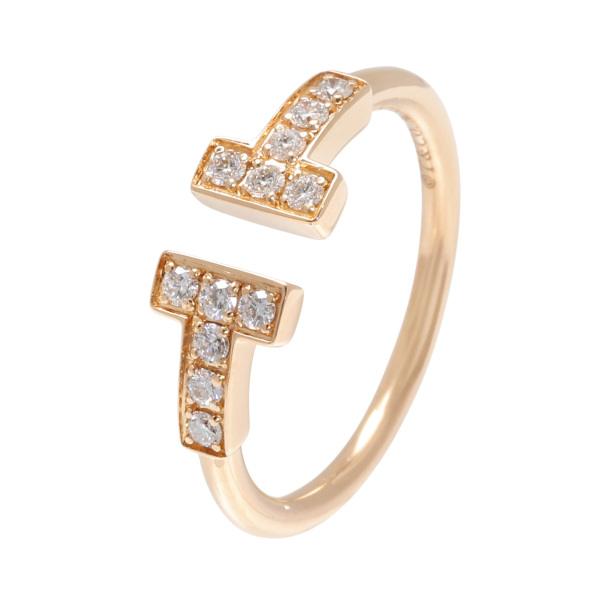 Tiffany Tワイヤーリング ダイヤ YG 美品TIFFANY&Co. ティファニーTワイヤーリングダイヤモンドYG