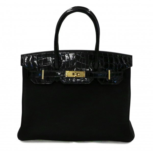 hermes  エルメス  30 トゴxニロティカス ブラック イエローゴールド金具 D刻印 