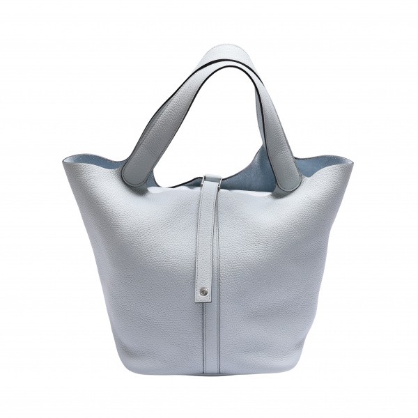 hermes picotinlock Hermes Picotan lock GM Taurillon Clemence Blue pale Silver hardware Z stamp 