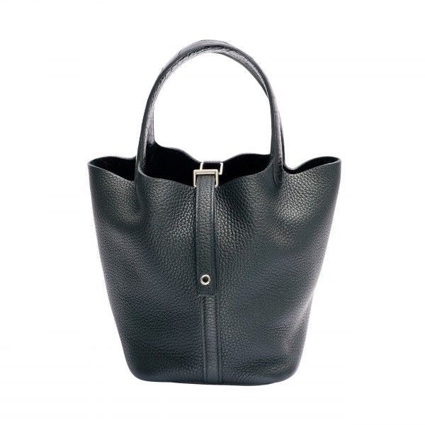 hermes  Hermes  PM Taurillon Clemence x Alligator black Silver hardware Y stamp 