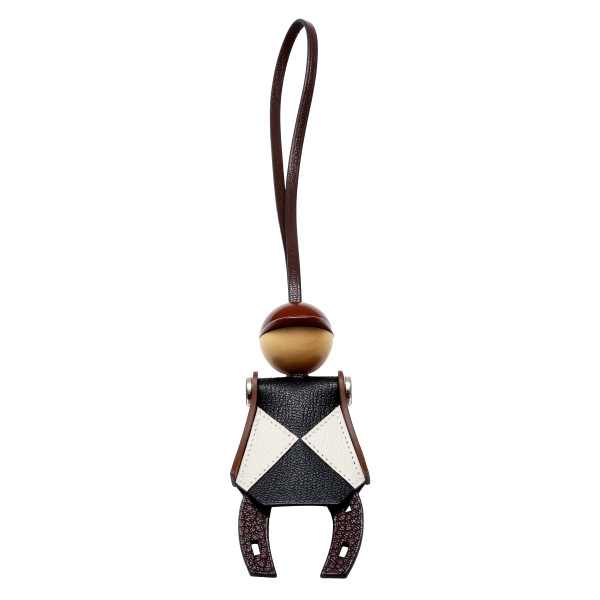 hermes jockey エルメス ジョッキー チャーム シェーブルxバレニア ルージュセリエxブラックxマッシュルーム U刻印 