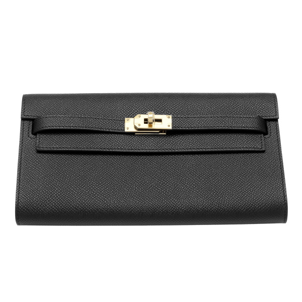 hermes  エルメス  ウォレット エプソン ブラック イエローゴールド金具 B刻印 
