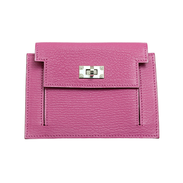 hermes  Hermes  pocket compact chevremizor Magnolia Silver hardware U stamp 