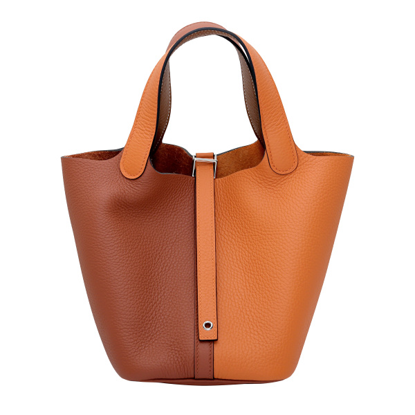 hermes picotinlockpm エルメス ピコタンロックPM トリヨンクレマンス オレンジxキュイーブル シルバー金具 B刻印 