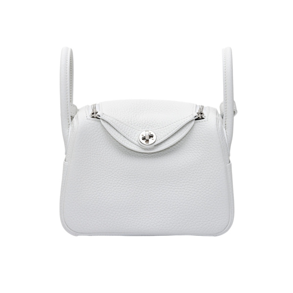hermes lindy Hermes Lindy mini Taurillon Clemence new white Silver hardware B engraving 