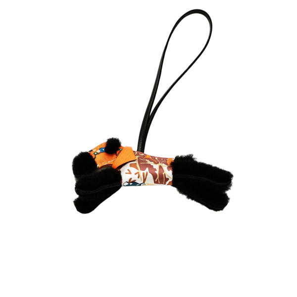 hermes buddyaloha エルメス バディアロハ チャーム ムートンxシルクxレザー ブラック B刻印 