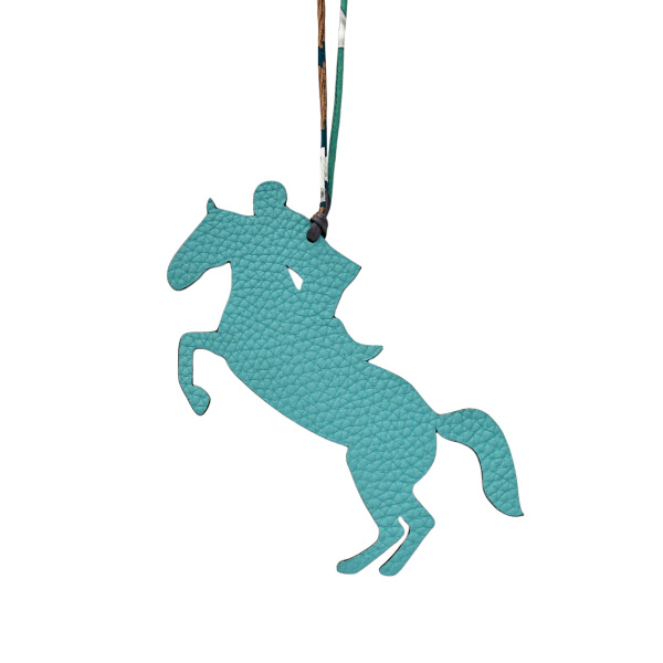 hermes petit Hermes Petite Ash charm leather Blue x Dark Brown 