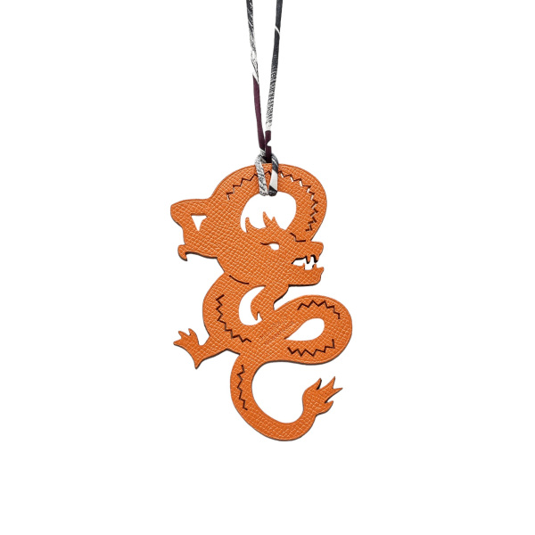 hermes petith エルメス プティアッシュ チャーム レザー オレンジxピンクベージュ 