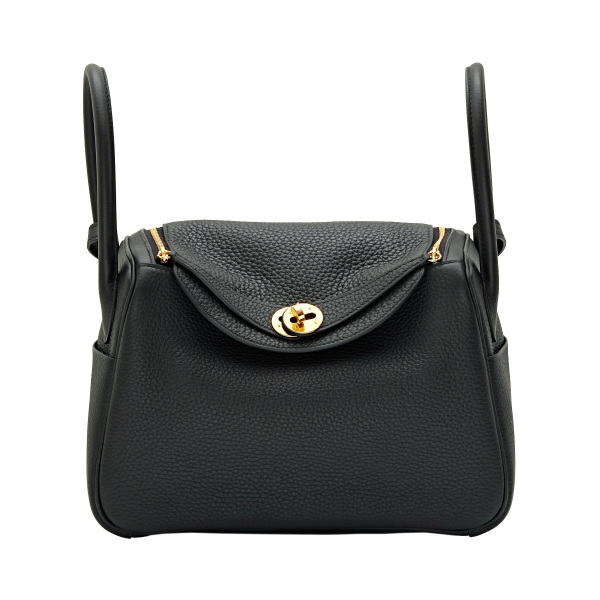 hermes lindy Hermes Lindy 26 Taurillon Clemence black Yellow gold metal fittings W engraved 
