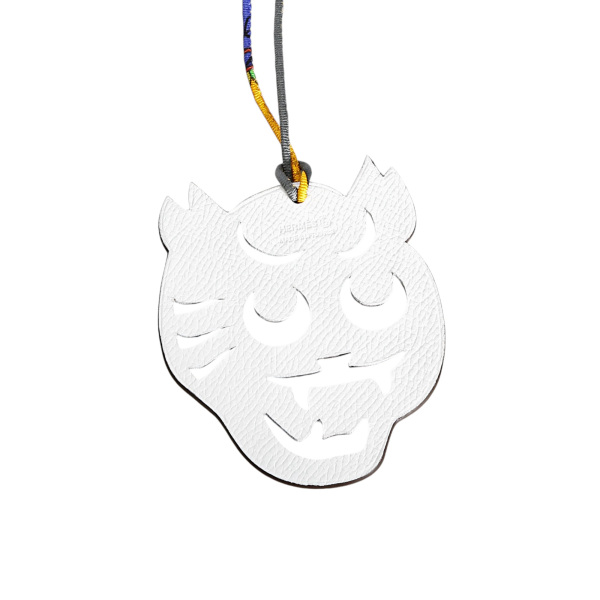 hermes petith エルメス プティアッシュ (タイガー) チャーム レザー ホワイトxダークブラウン 