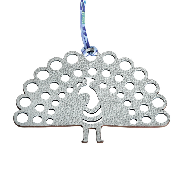 hermes petith エルメス プティアッシュ (ピーコック) チャーム レザー アイスグレーxブラック 