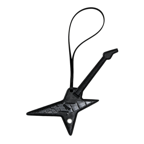 hermes lockcharm Hermes Rock Charm Swift x Chevre x Porosus black Silver hardware B engraving 