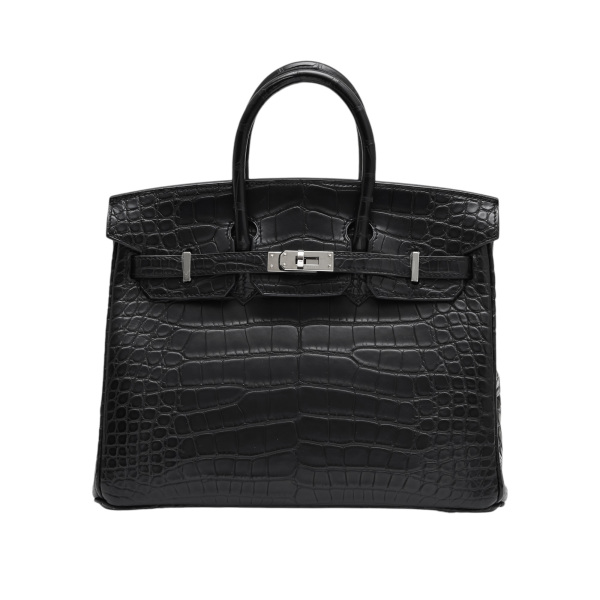 hermes birkin25 エルメス バーキン25 クロコダイル ブラック シルバー金具 B刻印 