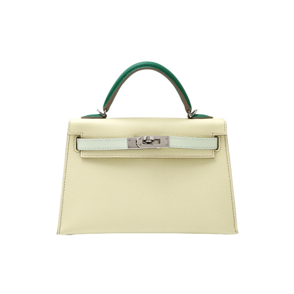 hermes kellyothers Hermes Kelly (Other) mini Epson Jaune Milton Vert Vertigo Veil Fizz Silver hardware W engraved 
