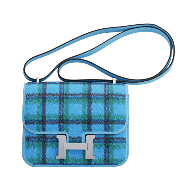 hermes constancemini エルメス コンスタンス ミニ タータンチェック スイフト ブルーマリン セレステ シルバー金具 W刻印 ミロワール 