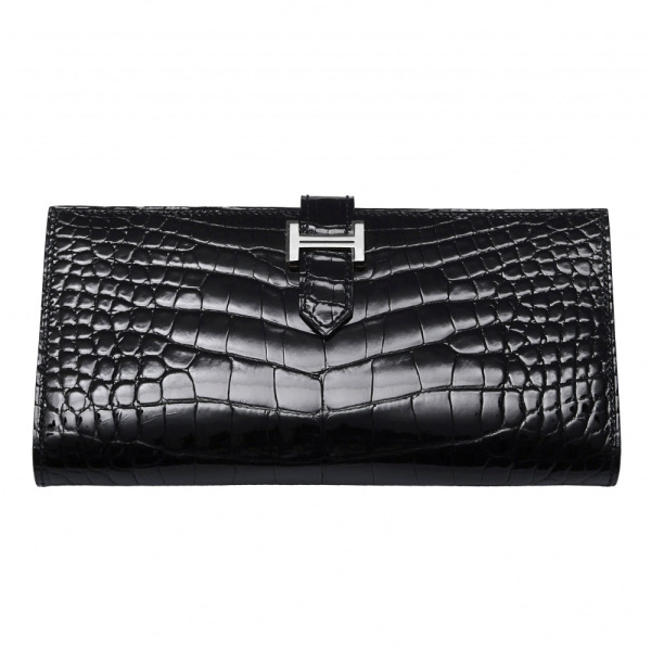 hermes bearnsouffet エルメス ベアンスフレ アリゲーター ブラック シルバー金具 K刻印 