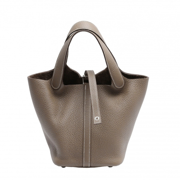 hermes picotinlockmm エルメス ピコタンロックMM トリヨンクレマンス エトゥープ シルバー金具 K刻印 