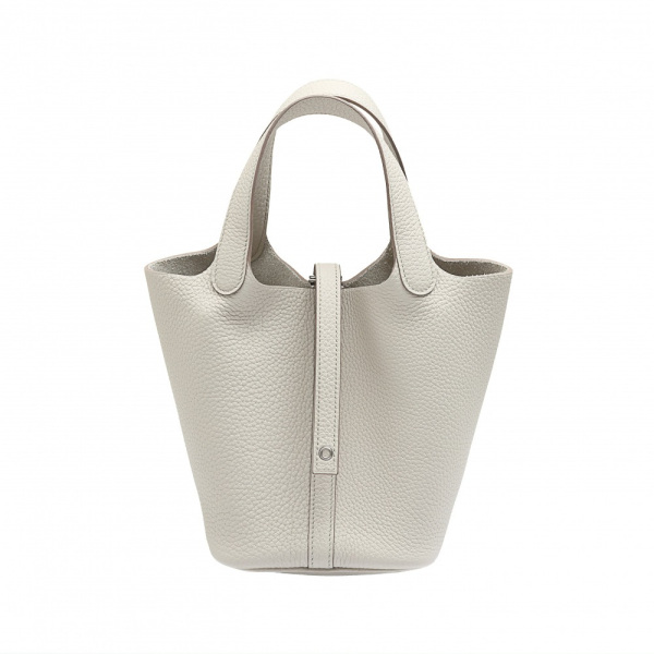hermes picotinlockpm Hermes Picotan Lock PM Taurillon Clemence Beton Silver hardware K stamp 