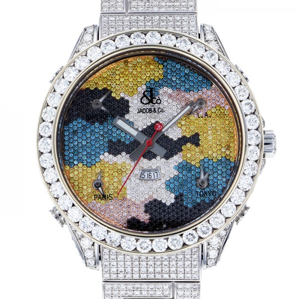 jacobco fivetimezone ジェイコブ ファイブタイムゾーン ワールドマップ ケース・ブレスダイヤ w134811