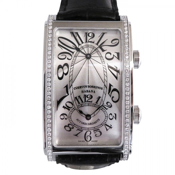 crow and nephews celebrity Cuervo y Sobrinos Prominente Dual time Bezel diamond 1112-1ag-s1