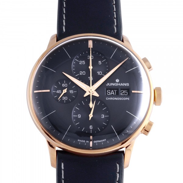 ユンハンス JUNGHANS マイスター クロノスコープ 027792301 ブラック文字盤 新品 腕時計 メンズ
