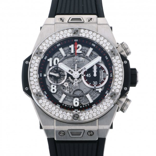 ウブロ HUBLOT ビッグバン ウニコ チタニウム ダイヤモンド 411.NX.1170.RX.1104 グレー文字盤 中古 腕時計 メンズ