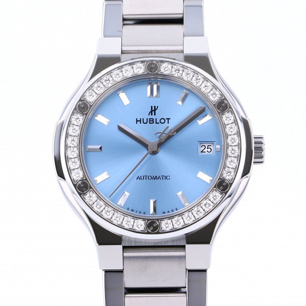 hublot classicfusion HUBLOT Classic fusion Titanium Light blue diamond bracelet 568.nx.891l.nx.1204