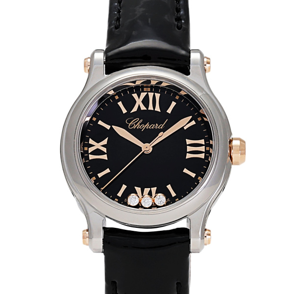 美品 ショパール　ハッピースポーツ　ゴールド トラベルテーブルクロック ケース付 Chopard】ショパール 27/8250-21 ハッピースポーツ ムーン