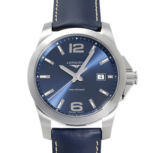 稼動品　LONGINES ロンジン　ステンレス　デイト付き　腕時計　男女兼用 新品] ロンジン コンクエスト L38404966ブルー ステンレス