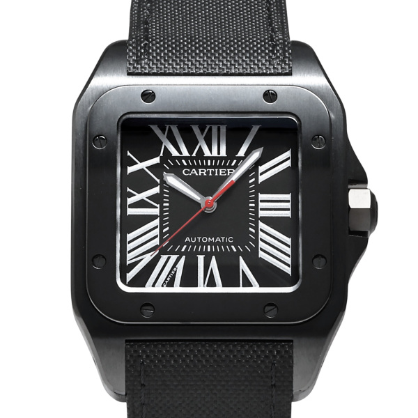 カルティエ Cartier サントス 100 カーボンウォッチ WSSA0006 ブラック文字盤 中古 腕時計 メンズ
