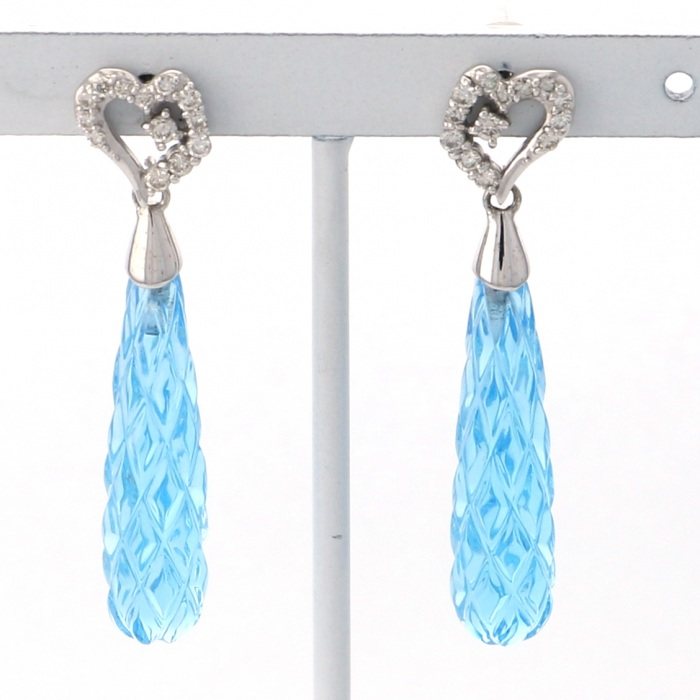 アクセサリー BLUE 18k white gold blue topaz topaz earrings J189378 | Yukizaki Select