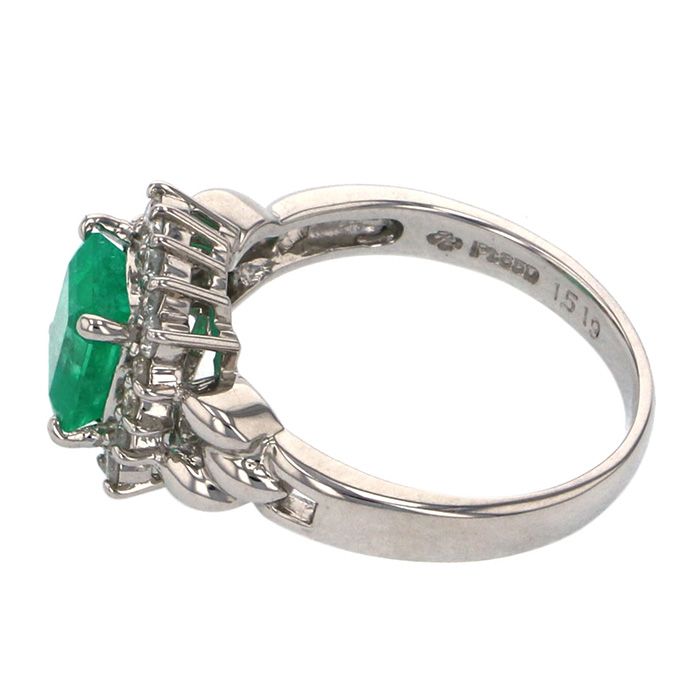 プラチナ850 エメラルド ダイヤモンド リング J215240 | ユキザキ