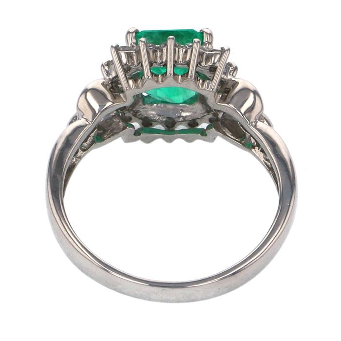 プラチナ850 エメラルド ダイヤモンド リング J215240 | ユキザキ