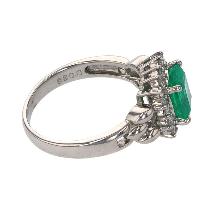 プラチナ850 エメラルド ダイヤモンド リング J215240 | ユキザキ