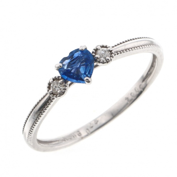 K18ホワイトゴールド サファイア ダイヤモンド リング J220534 | ユキ