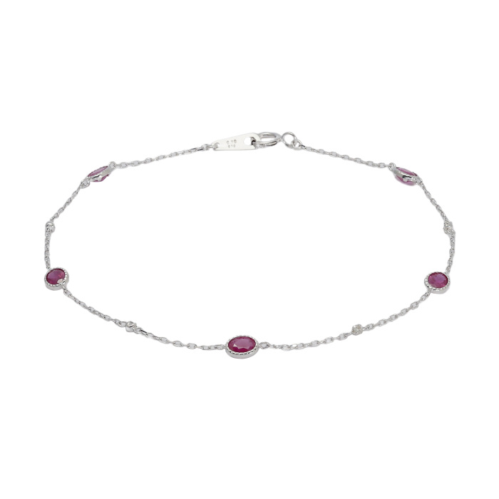 ☆K14WG ルビー11.0ct＆ダイヤブレスレット 17cm☆ K18ホワイトゴールド ルビー ダイヤモンド ブレスレット J244774