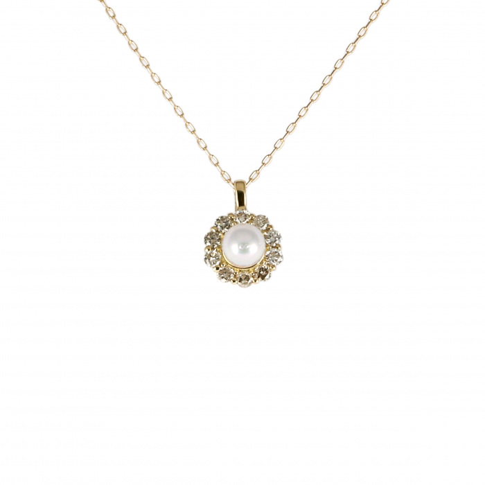 K18イエローゴールド パール ダイヤモンド ネックレス J316581 | ユキ