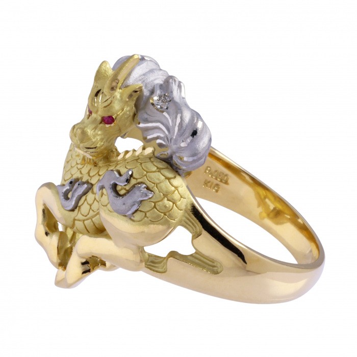 K18イエローゴールド プラチナ950 ルビー ダイヤモンド リング J325568