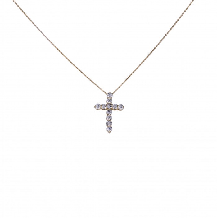 K18イエローゴールド ダイヤモンド クロス ネックレス J344434 | ユキ
