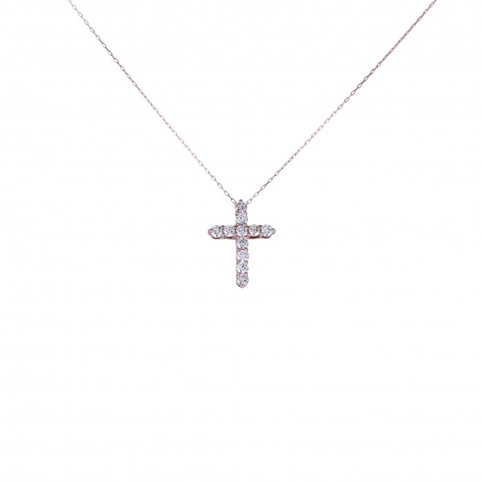 K18ピンクゴールド ダイヤモンド クロス ネックレス J344495 | ユキ