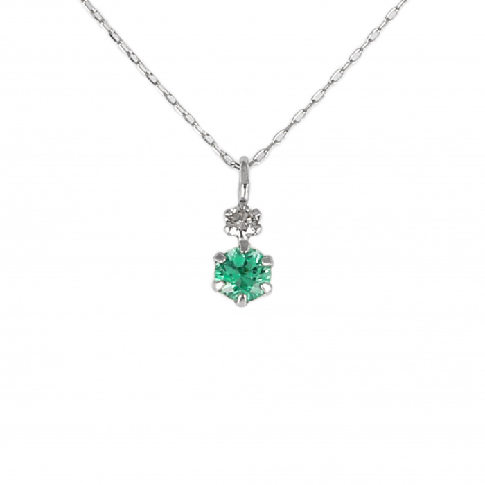 PT900 エメラルド ダイヤモンド ネックレス J352759 | ユキザキ