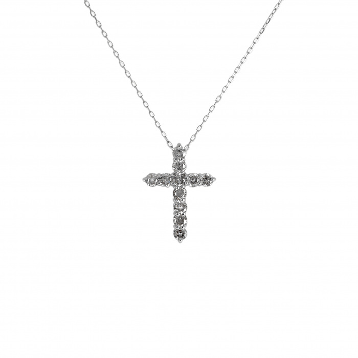 プラチナ900 プラチナ850 ダイヤモンド クロス ネックレス J355654