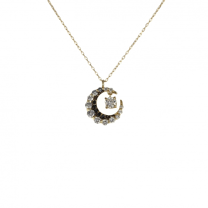 K18 Yellow Gold Diamond Black Diamond Necklace J356121 | Yukizaki