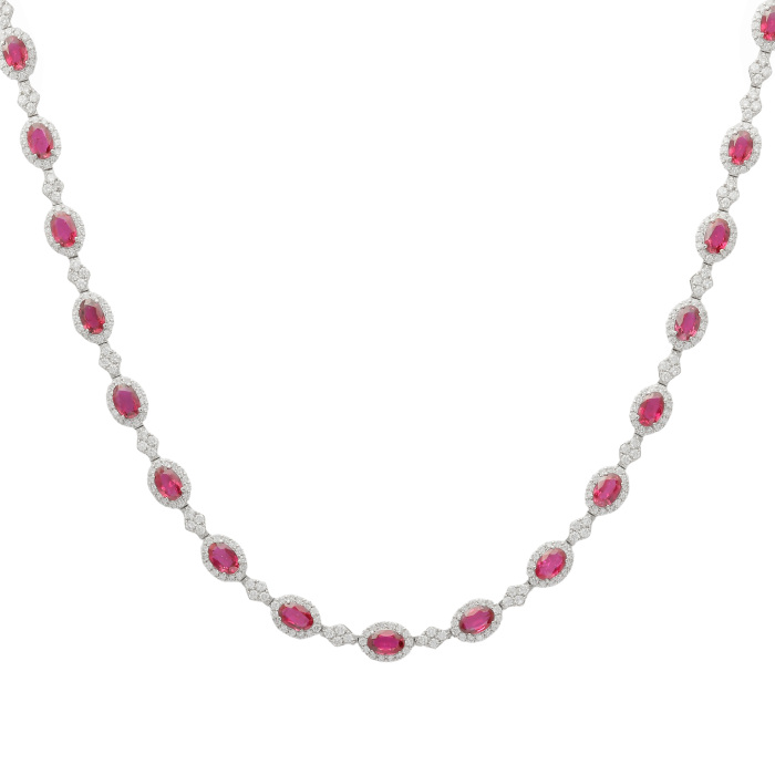 プラチナ850 プラチナ900 ルビー ダイヤモンド ネックレス J370111