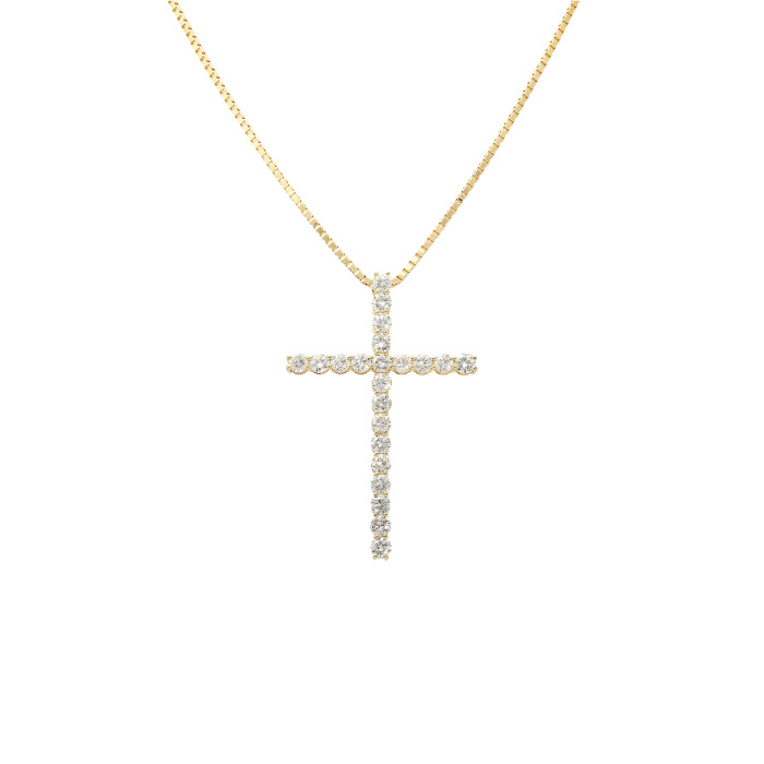 K18イエローゴールド ダイヤモンド クロス ネックレス J373380 | ユキ