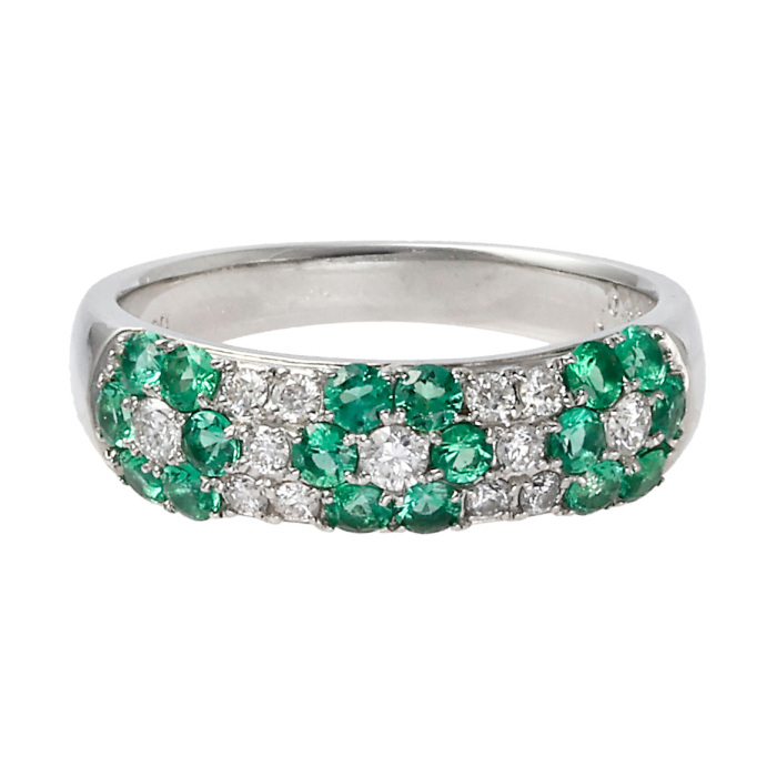 プラチナ900 エメラルド ダイヤモンド リング J373911 | ユキザキ