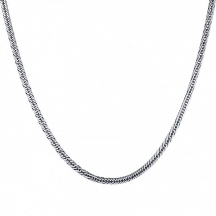 アクセサリー pointless journey CHAIN NECKLACE SILVER Platinum 850 Curb Chain Necklace, Triple 12-Sided, Approx. 50cm